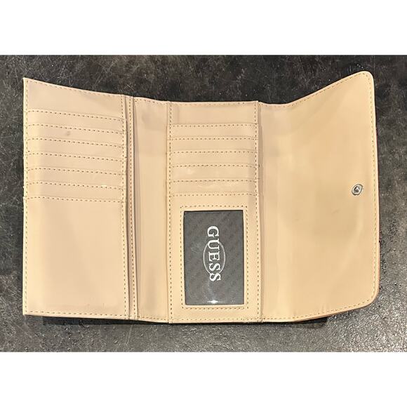 Guess Handbag, Shoulder Bag Faux Leather Ostrich Bone/Pink Orange With Wallet - Picture 3 of 10